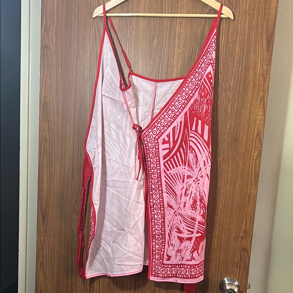 Pink Patterned Wrap Dress - Picture 4 of 8